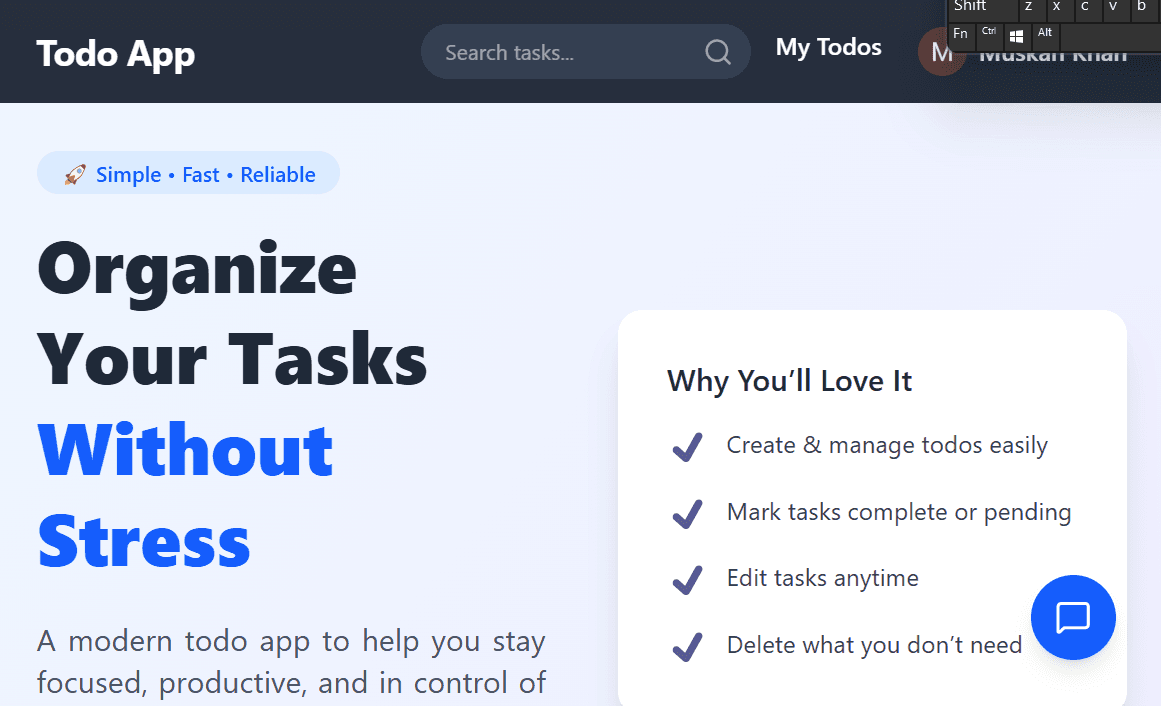 Todo App - This project is a task management application designed to help users organize their to-do lists effi...